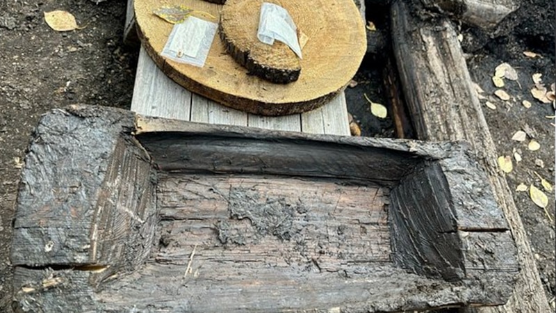 Древнее корыто XI века из Новгорода