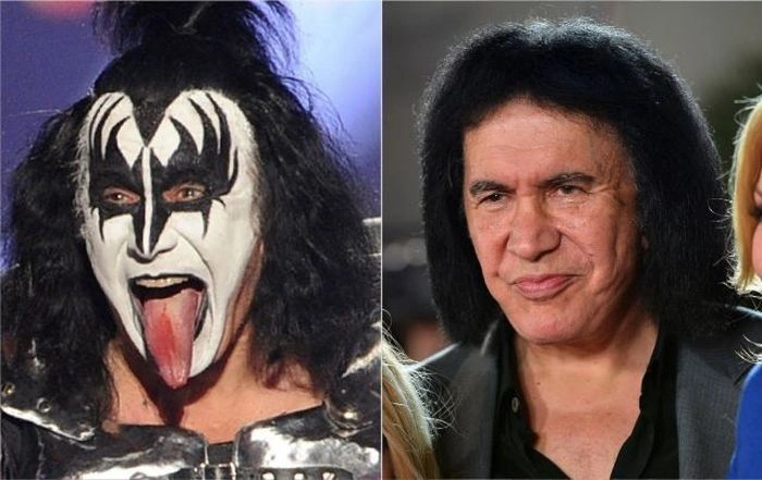 Джин Симмонс в гриме и без