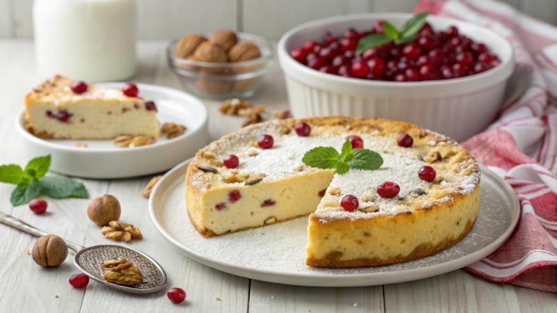 Творожная запеканка с клюквой: ароматный десерт