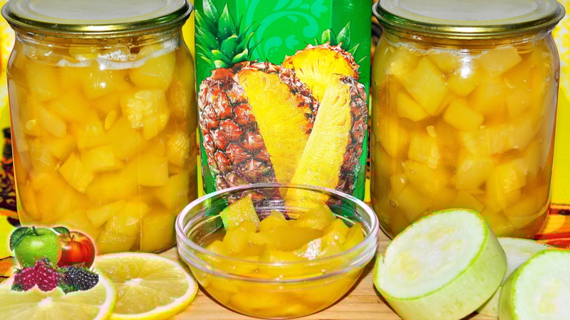 Яркое варенье из кабачков и ананаса: тропический вкус