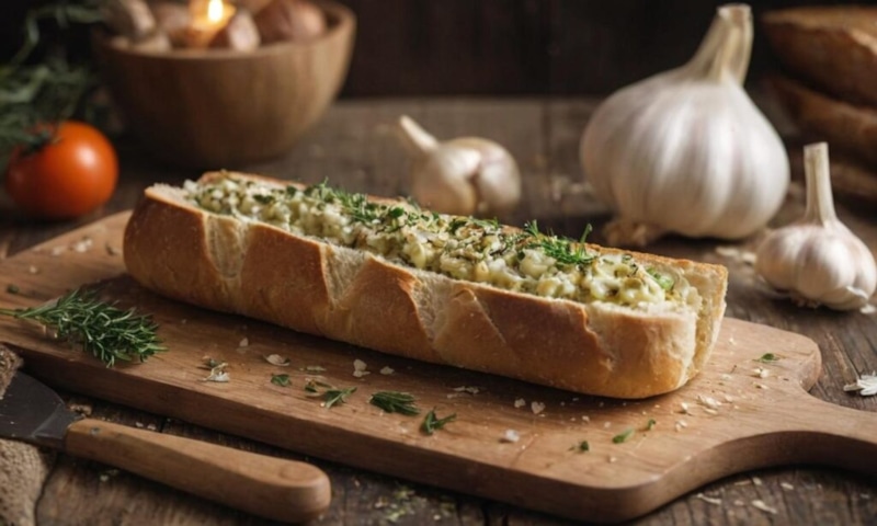 Горячий багет: овощи и сыр