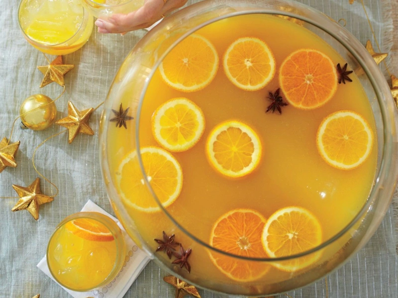 Новогодний пунш из цитрусов: подача с шампанским