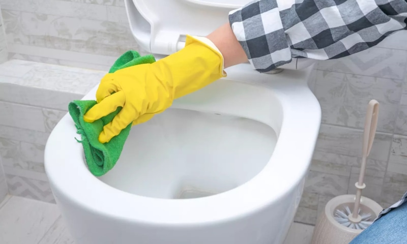 Чистка унитаза: зона под ободком