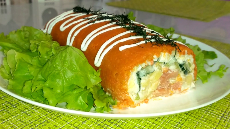 Салат-рулет с семгой: праздничный восторг