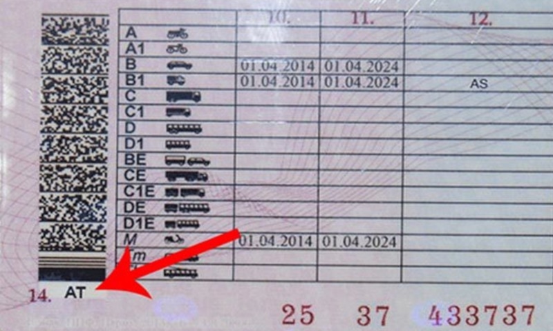 Водительское удостоверение с отметкой: ограничения по коробке передач Водительское удостоверение с отметкой: ограничения по коробке передач