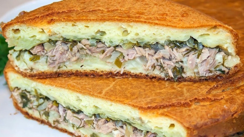 Заливной пирог: сайра и рис