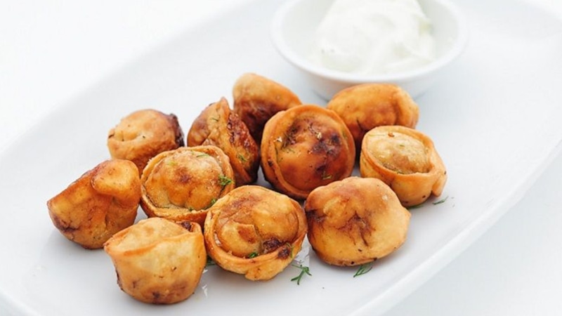 Жареные пельмени: фарш и картофель