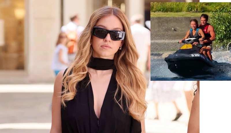 Сидни Суини порезвилась на озере с таинственным мужчиной