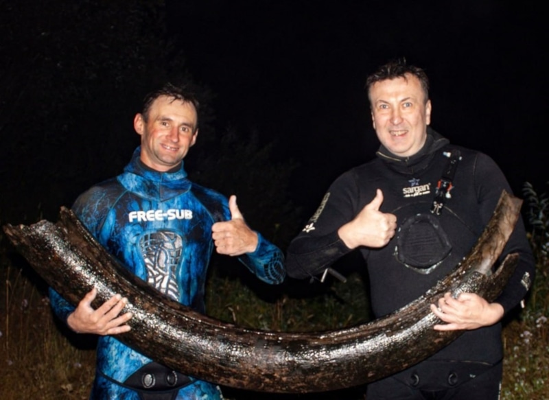 Дайвер с бивнем мамонта: находка из Моломы