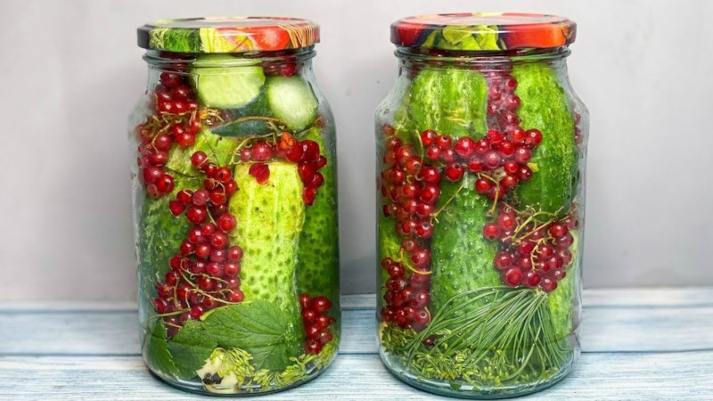 Соленые огурцы: рецепт с ягодами
