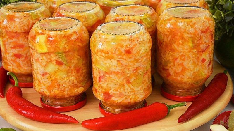 Кабачки с рисом: заготовка на зиму Кабачки с рисом: заготовка на зиму