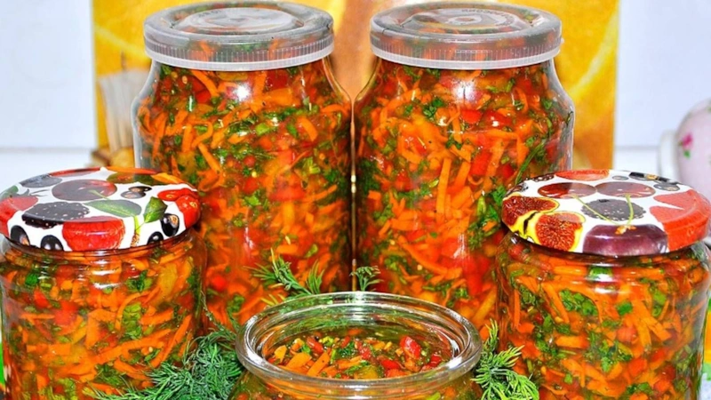 Заготовка для супа: морковь с овощами в банке