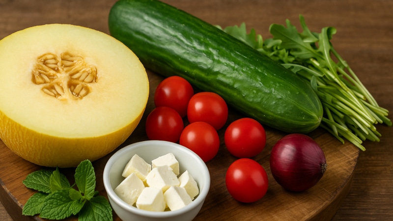 Салат с дыней и овощами: яркий вкус лета