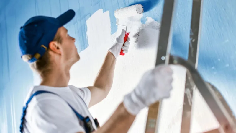 Потолок в цвет стен визуально расширяет комнату и смягчает границы