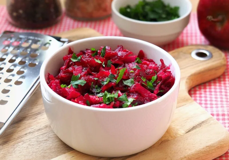 Свеклу и морковь маринуют с чесноком и хмели-сунели