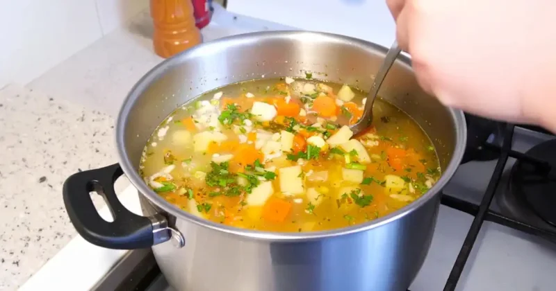Оставленный в кастрюле половник мешает плотно закрыть крышку и повышает риск загрязнения еды Оставленный в кастрюле половник мешает плотно закрыть крышку и повышает риск загрязнения еды