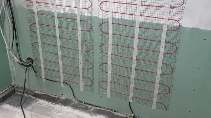 Теплая стена в ванной сушит полотенца и работает по принципу теплого пола