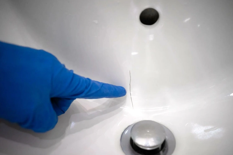 Ремонт раковины: заделка трещины