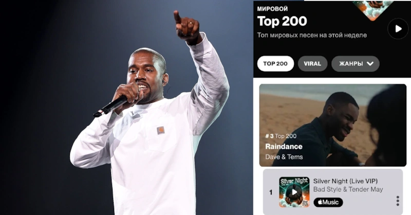 "Седая ночь" в исполнении Канье Уэста возглавила мировой чарт Shazam