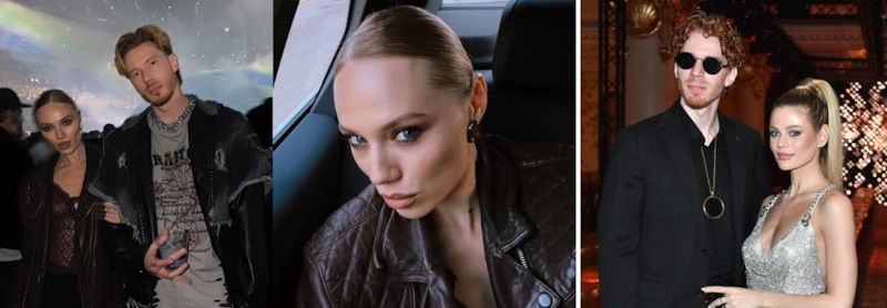 Никита Пресняков с моделью Кариной (слева), которую сравнивают с его экс-женой Аленой Красновой (справа)