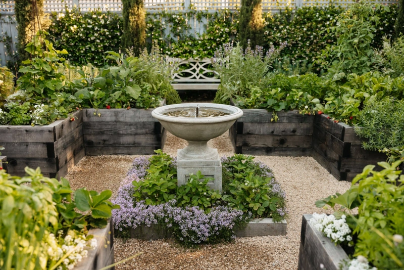 Французский potager сочетает овощи, цветы, травы и четкую планировку