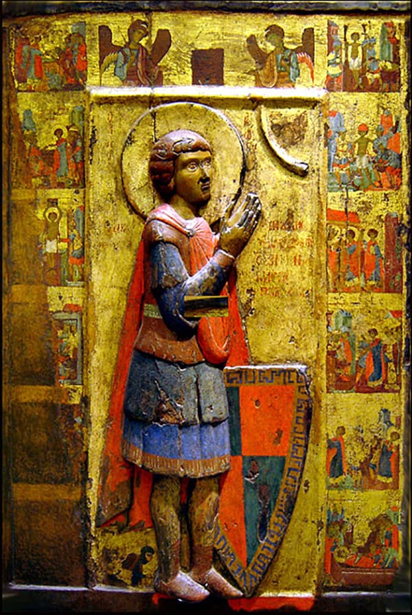 Святой Георгий с житием. Византийская икона