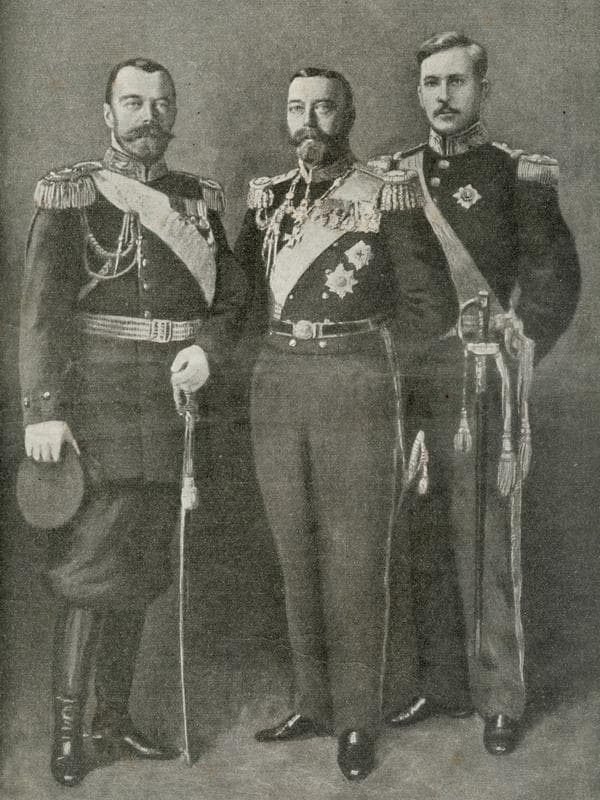 Российский император Николай II, английский король Георг V и король Бельгии Альберт I