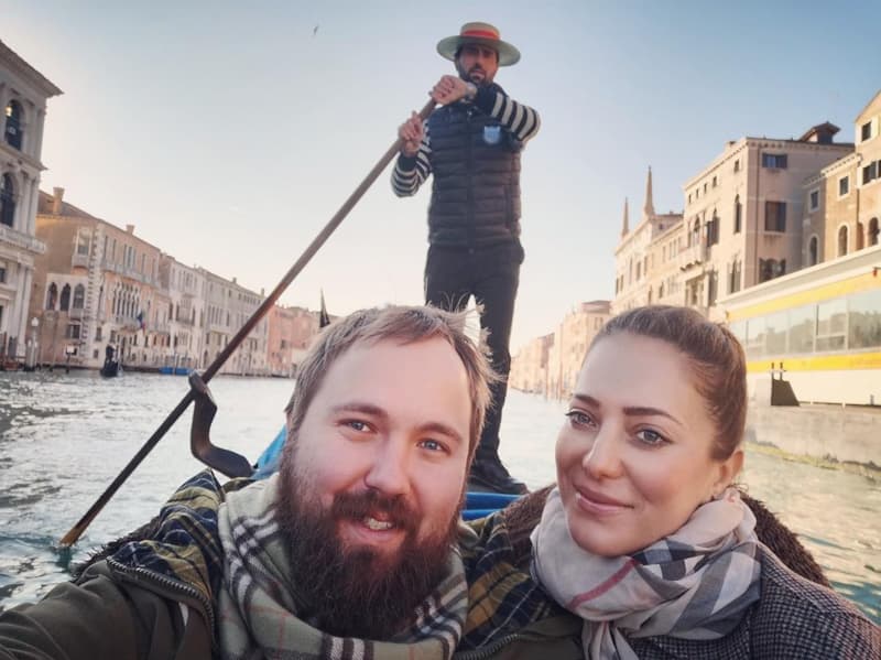 Валентин Петухов и его жена в Венеции